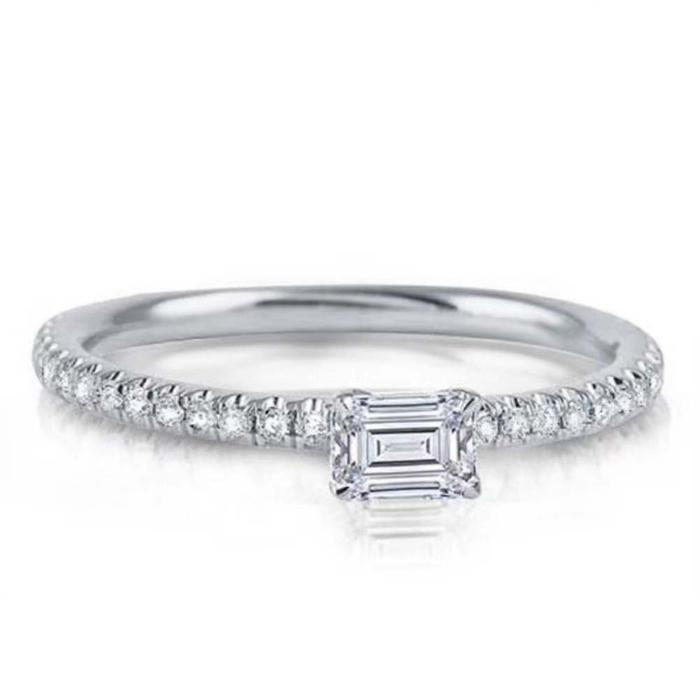 14k Over 925 Sterling Silver Real Moissanite Ring For Women Jewelry Size 7